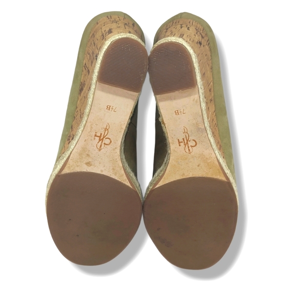 Cole Haan | Wetland Olive Green Nubuck Chic Peep Toe Sandal Women's Size 7.5M - Picture 5 of 5